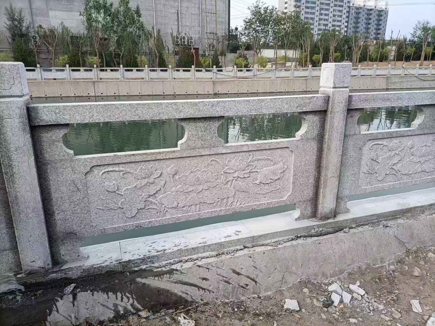 菏泽 芙蓉白大花桥梁、河道，石材栏杆、围栏、护栏