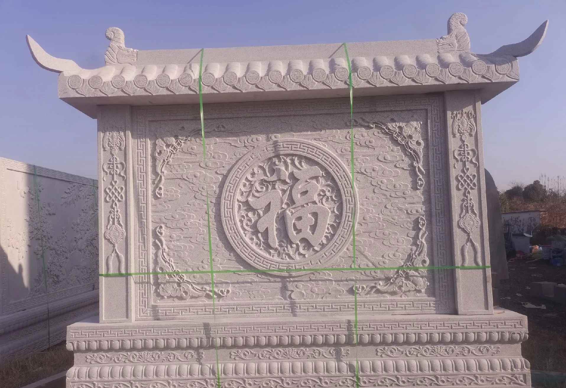 菏泽 芝麻白花岗岩屏风，照壁，影壁